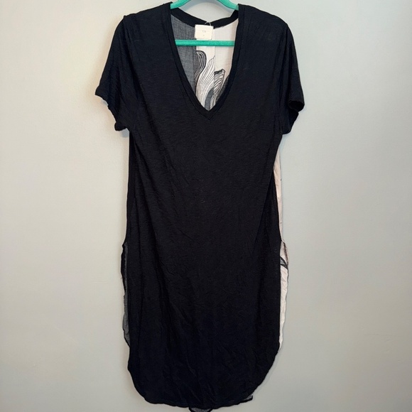 EUC Anthropologie T. La Woven V-Neck Tunic Black Floral Size Small - Picture 4 of 9